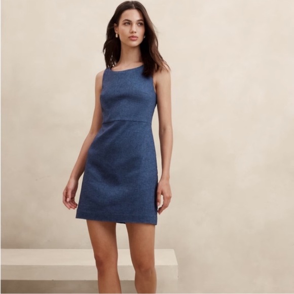 Banana Republic Dresses & Skirts - NWT Linen Blend Navy Herringbone Dress